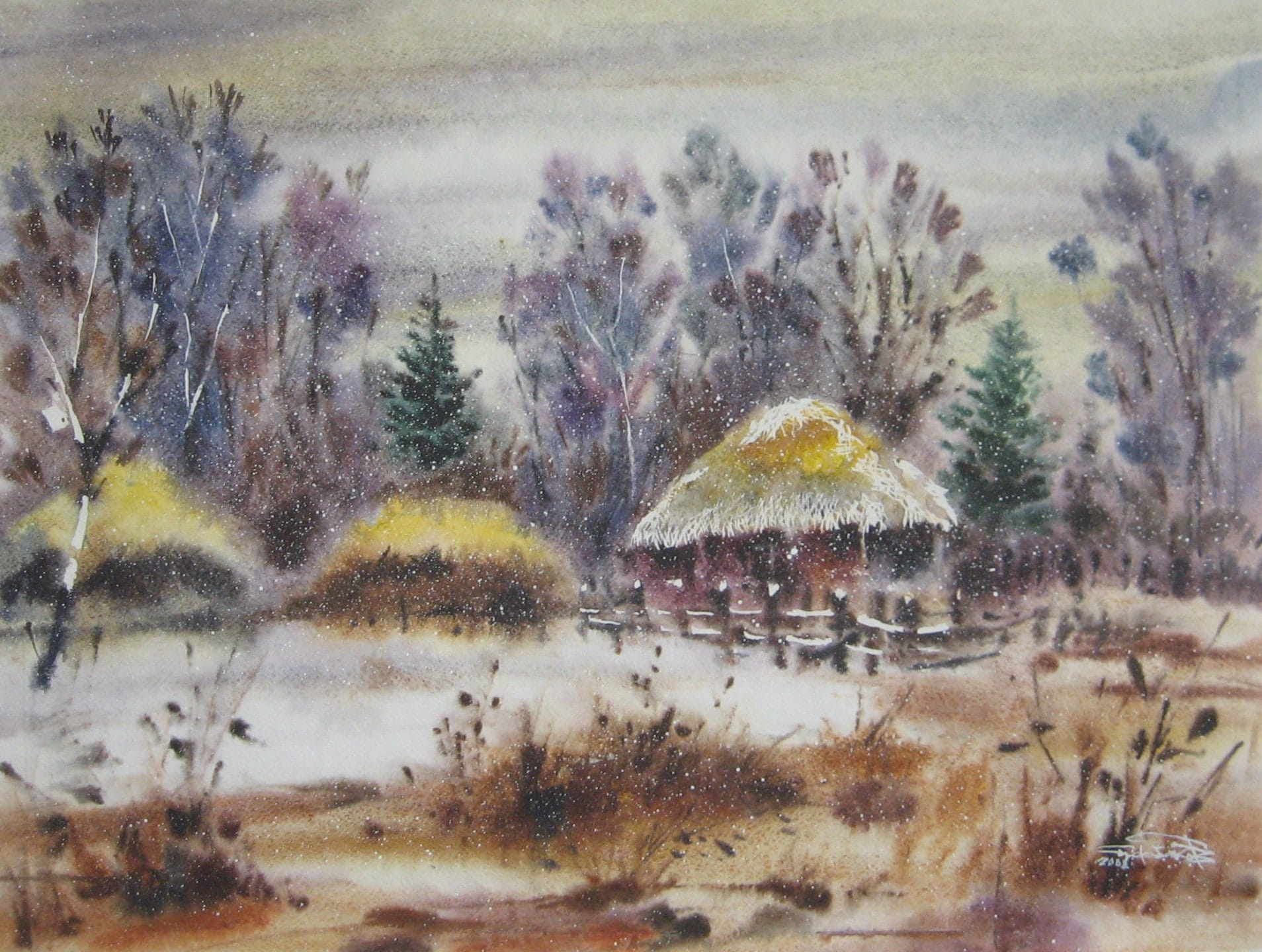 Melting Snow — watercolour by Serhii Shcherbakov