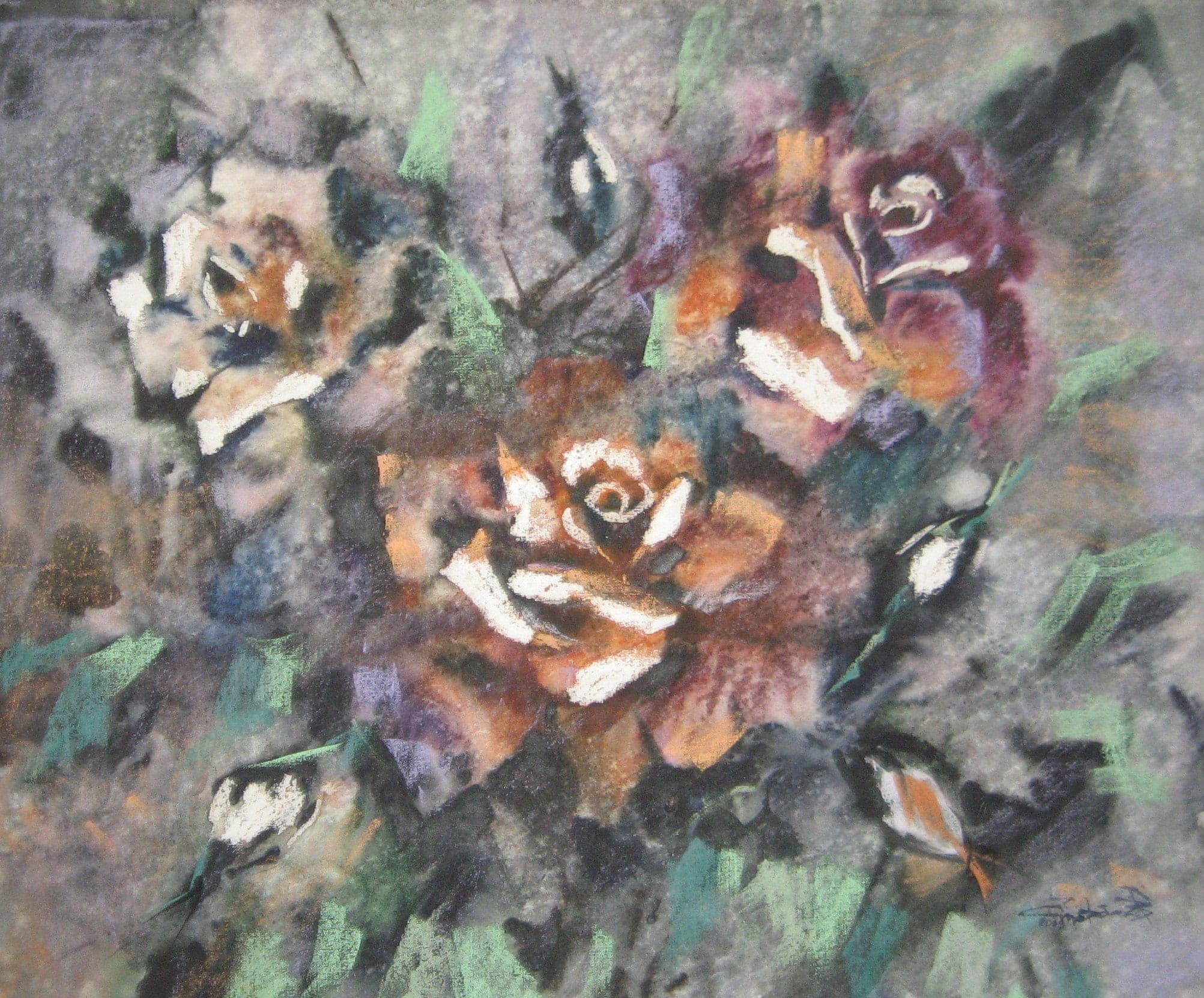 Night Roses — watercolour by Serhii Shcherbakov