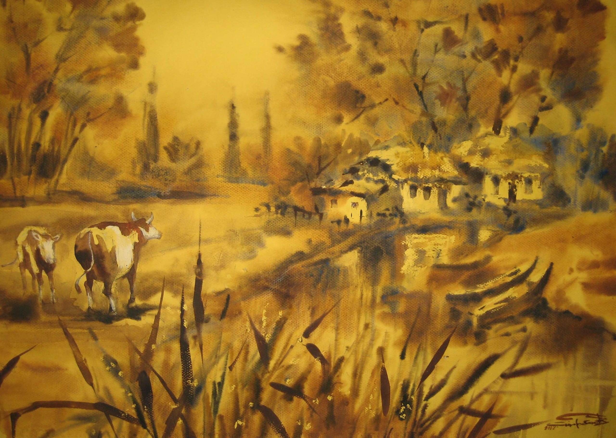 In the Countryside — watercolour by Serhii Shcherbakov