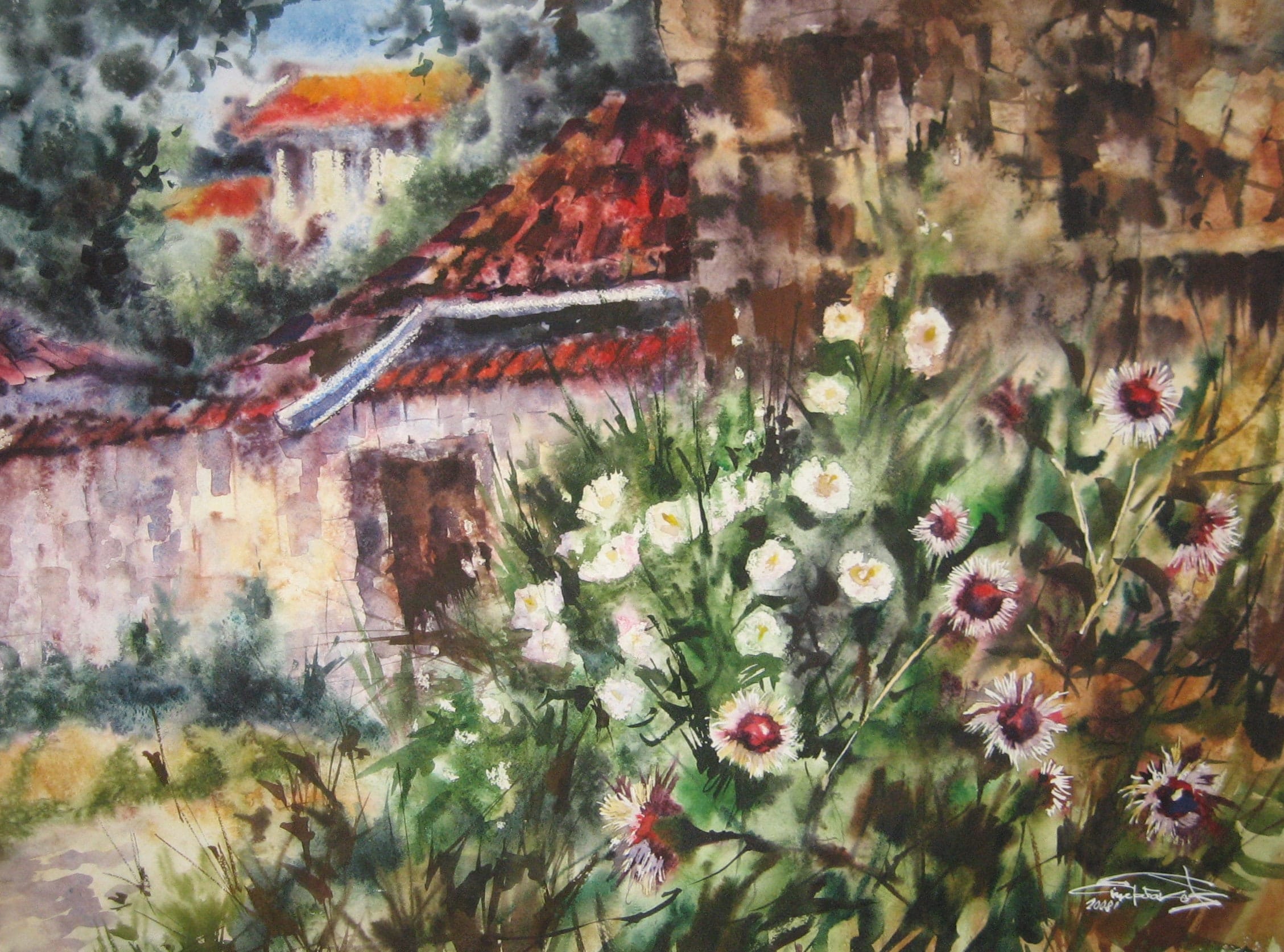 Crimean Mallows — watercolour by Serhii Shcherbakov
