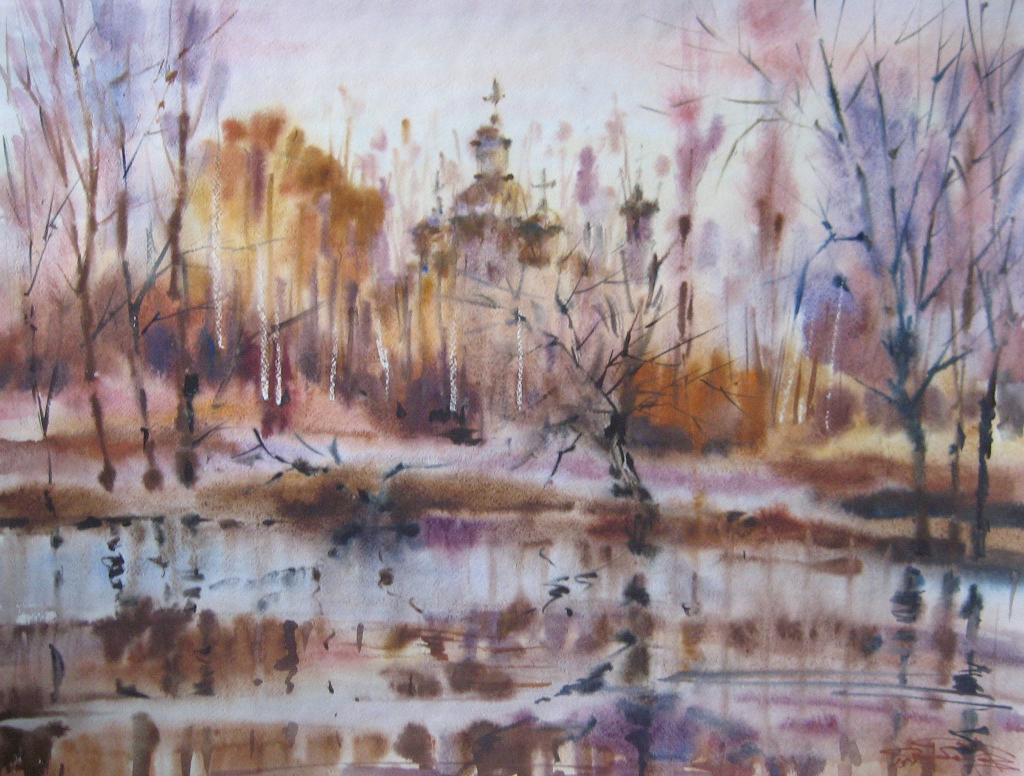 Silence of Faith — watercolour by Serhii Shcherbakov