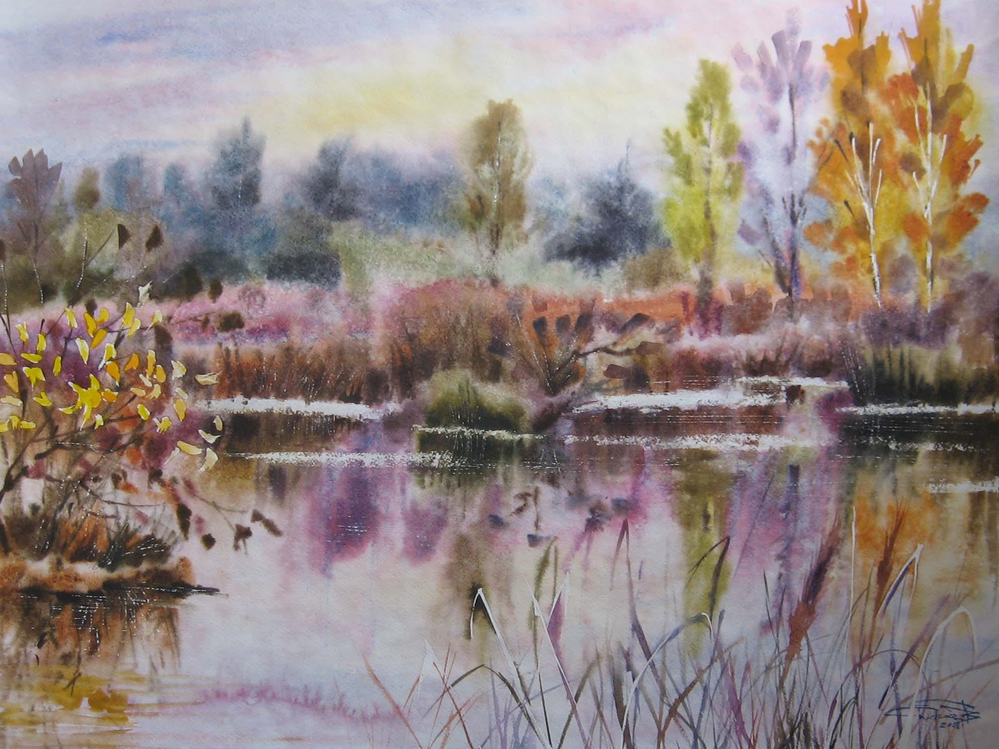 Lake — watercolour by Serhii Shcherbakov