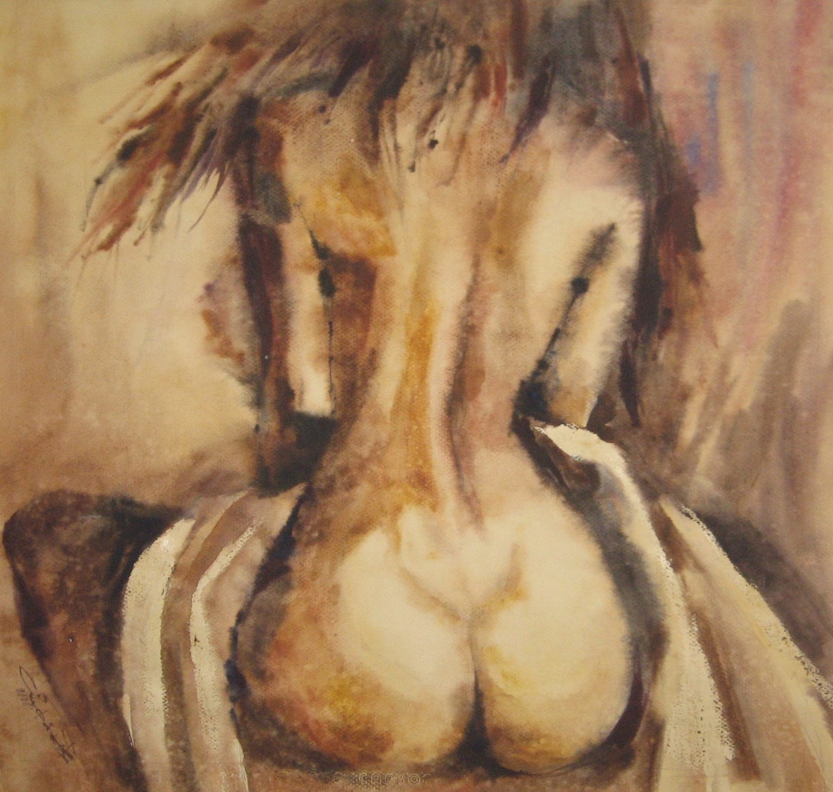 Nude 1 — watercolour by Serhii Shcherbakov