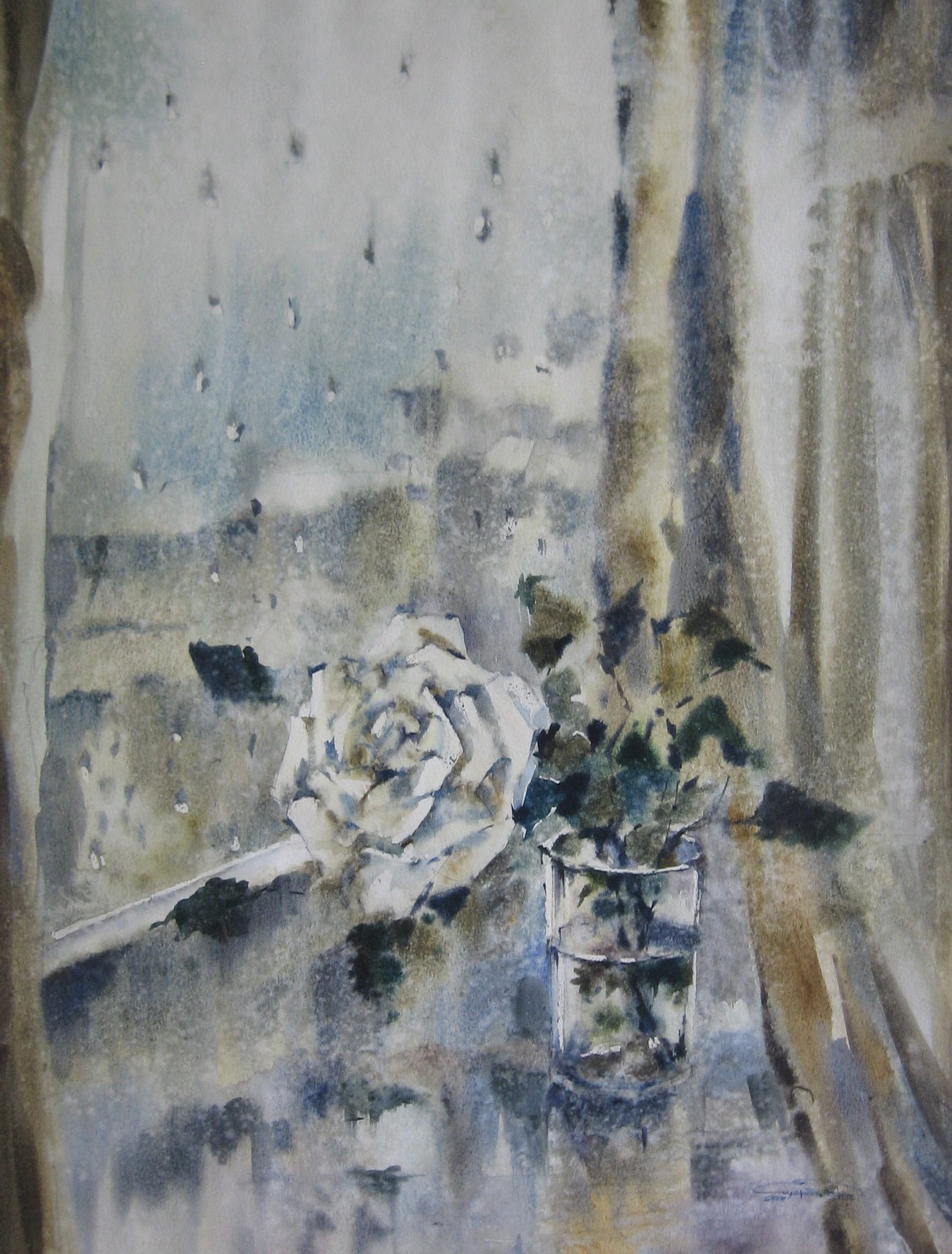 Winter Rose — watercolour by Serhii Shcherbakov