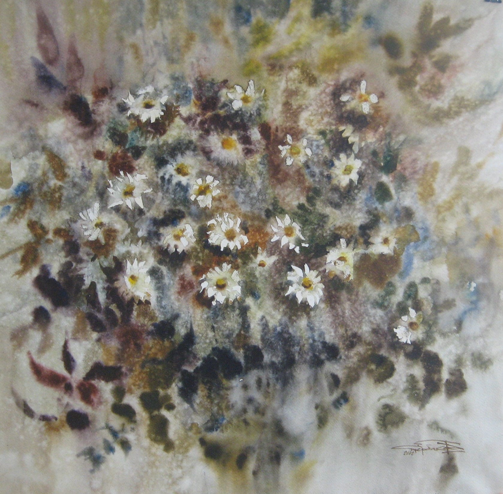 Daisies — watercolour by Serhii Shcherbakov