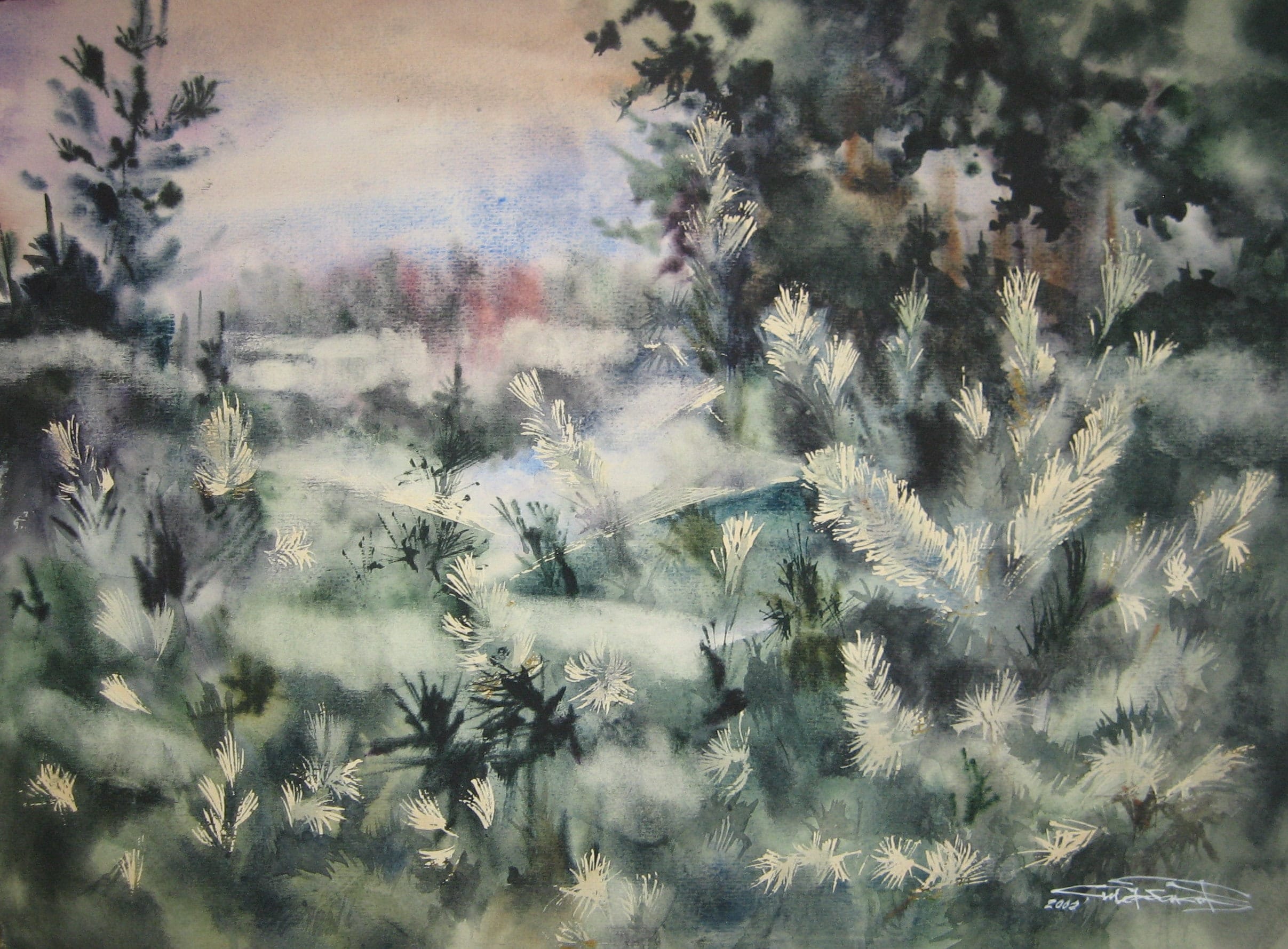 Morning Cobweb — watercolour by Serhii Shcherbakov
