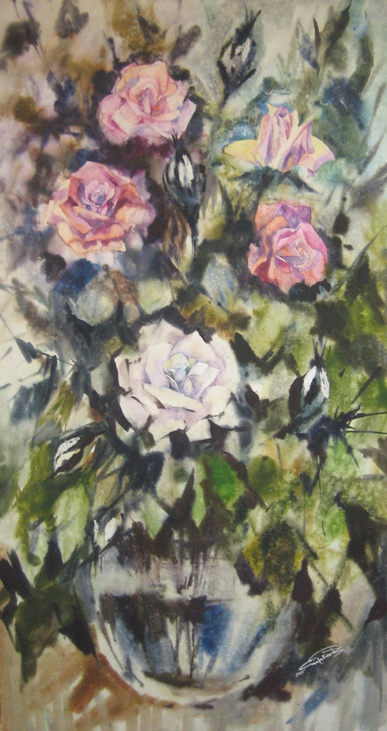 Dance of Flowers — watercolour by Serhii Shcherbakov