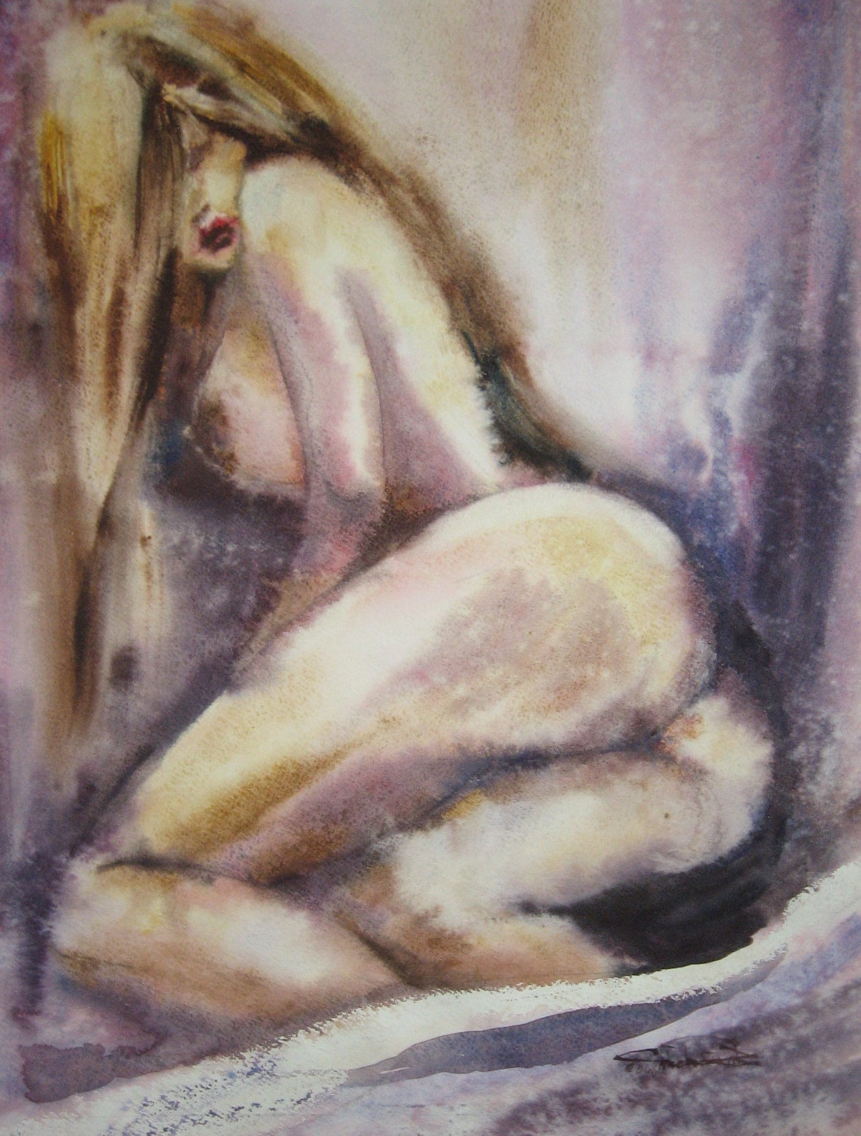 Nude 3 — watercolour by Serhii Shcherbakov