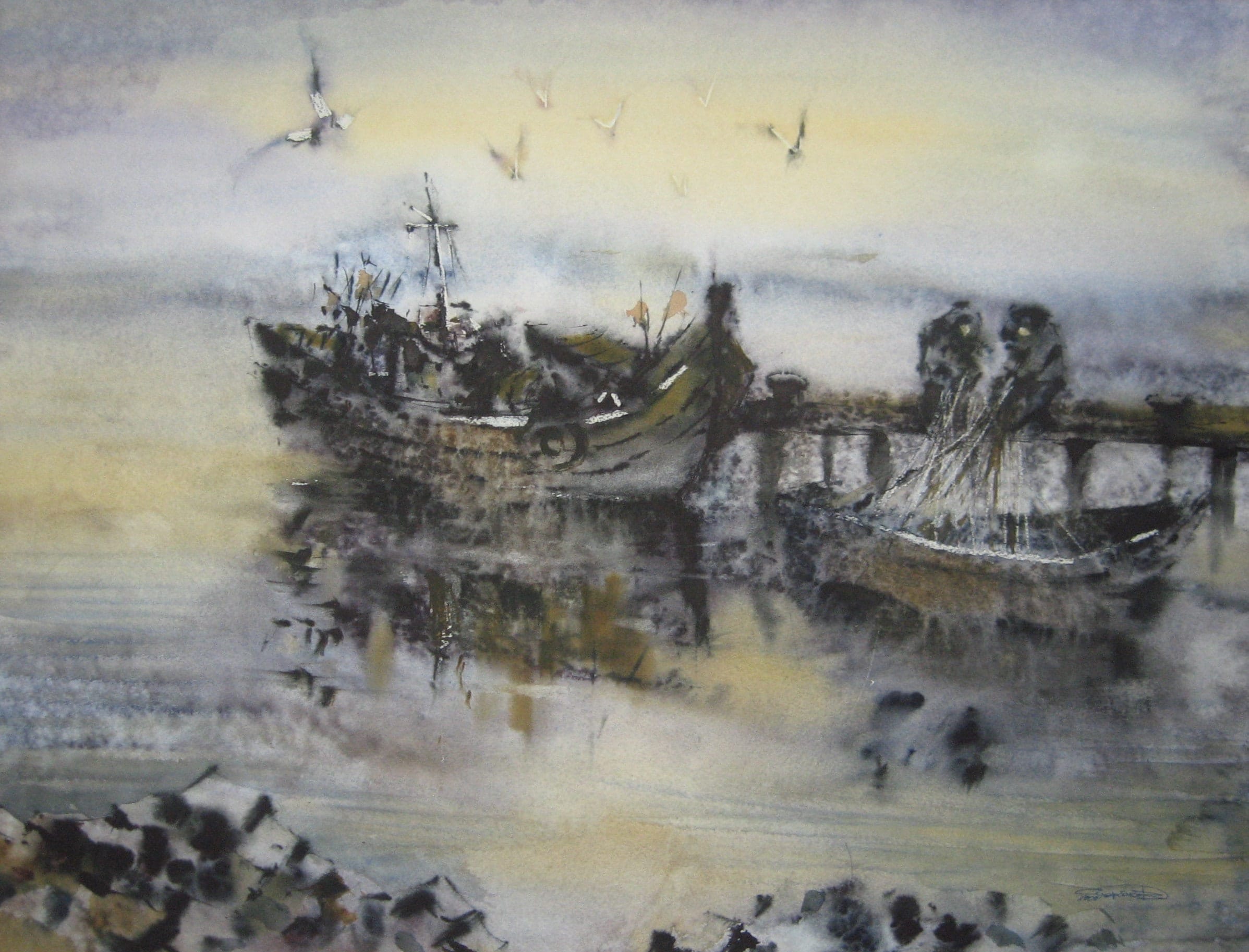 Morning Catch — watercolour by Serhii Shcherbakov