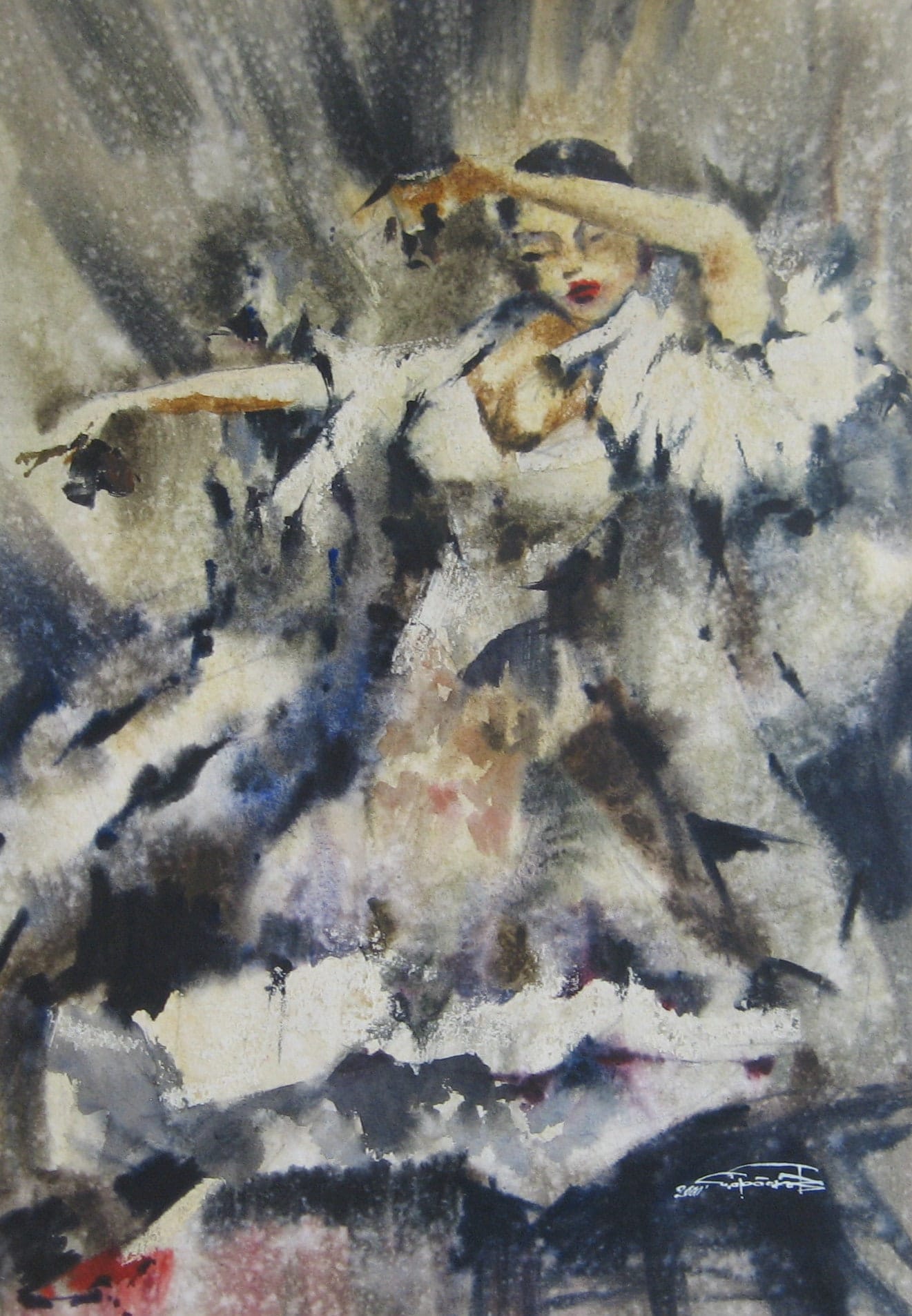 Dance With Castanets — watercolour by Serhii Shcherbakov