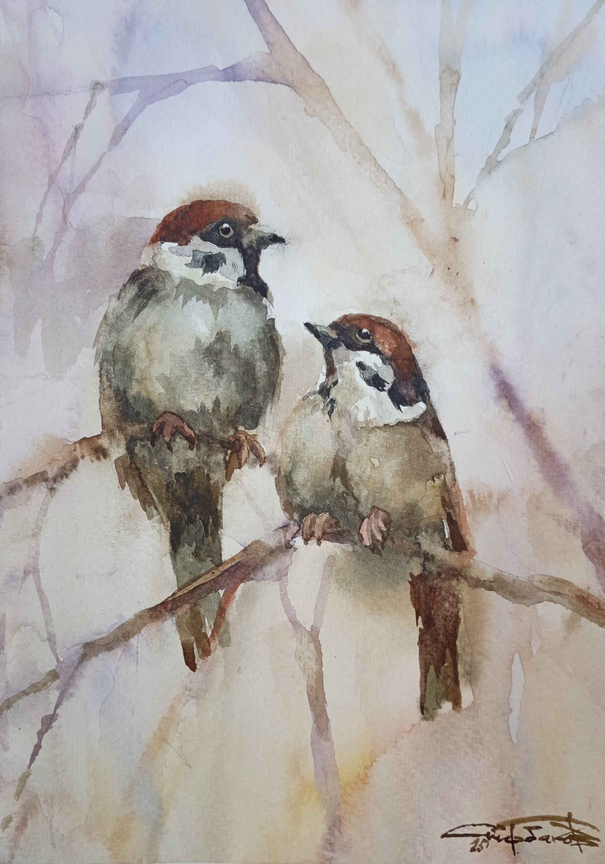 Birds No. 9 — watercolour by Serhii Shcherbakov