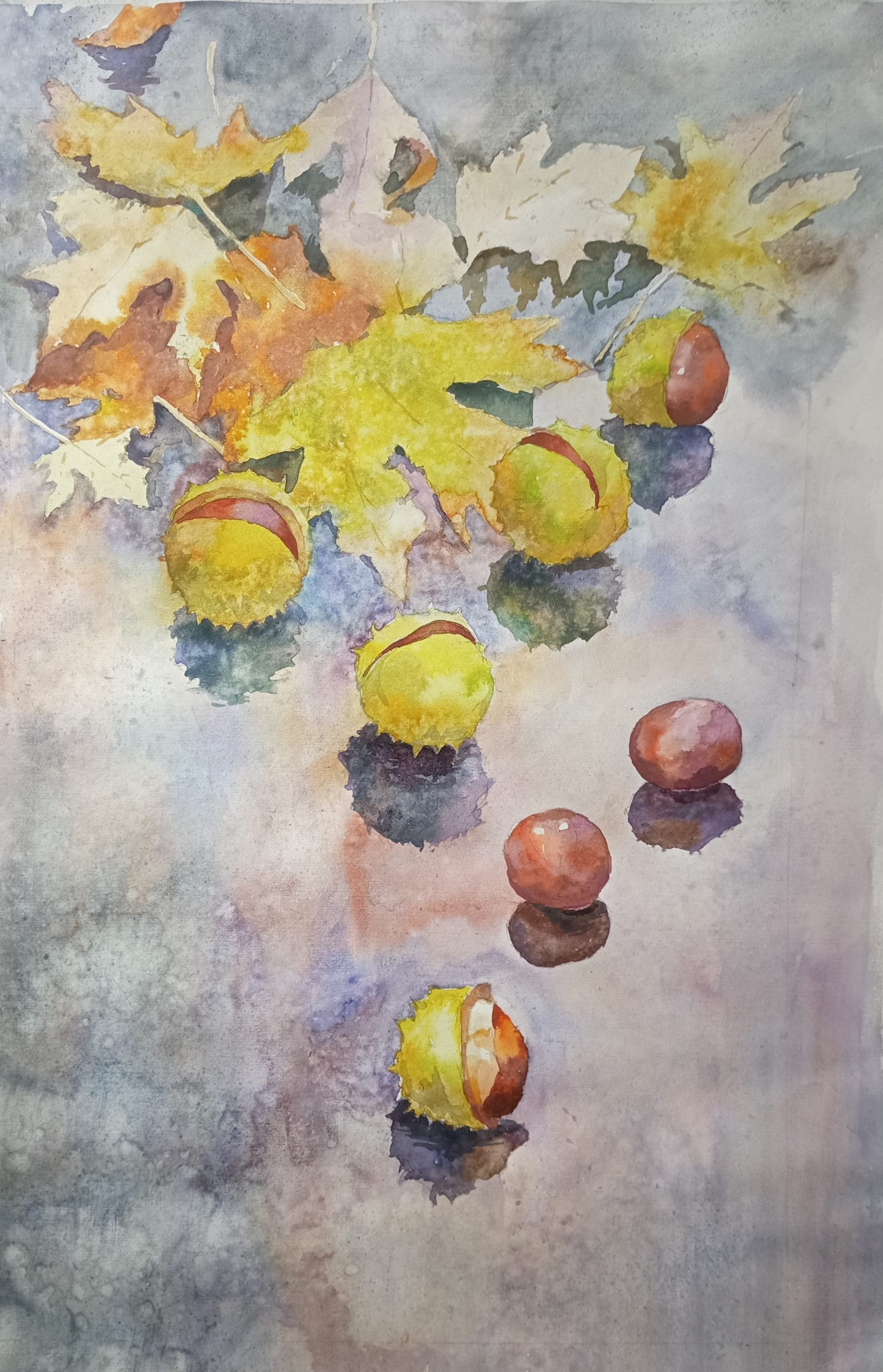 Autumn on the Asphalt No. 1 — watercolour by Serhii Shcherbakov