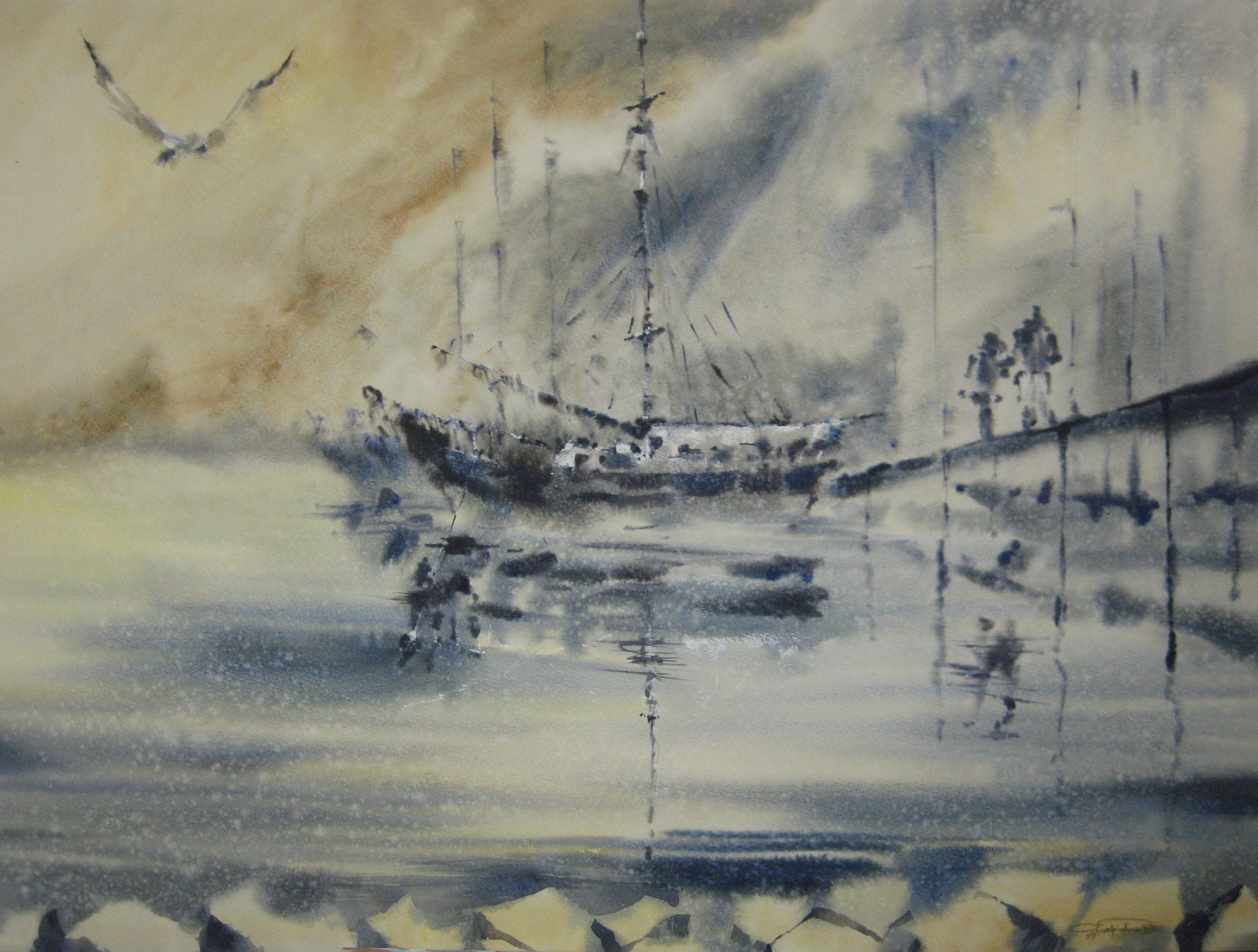 Towards the Storm — watercolour by Serhii Shcherbakov