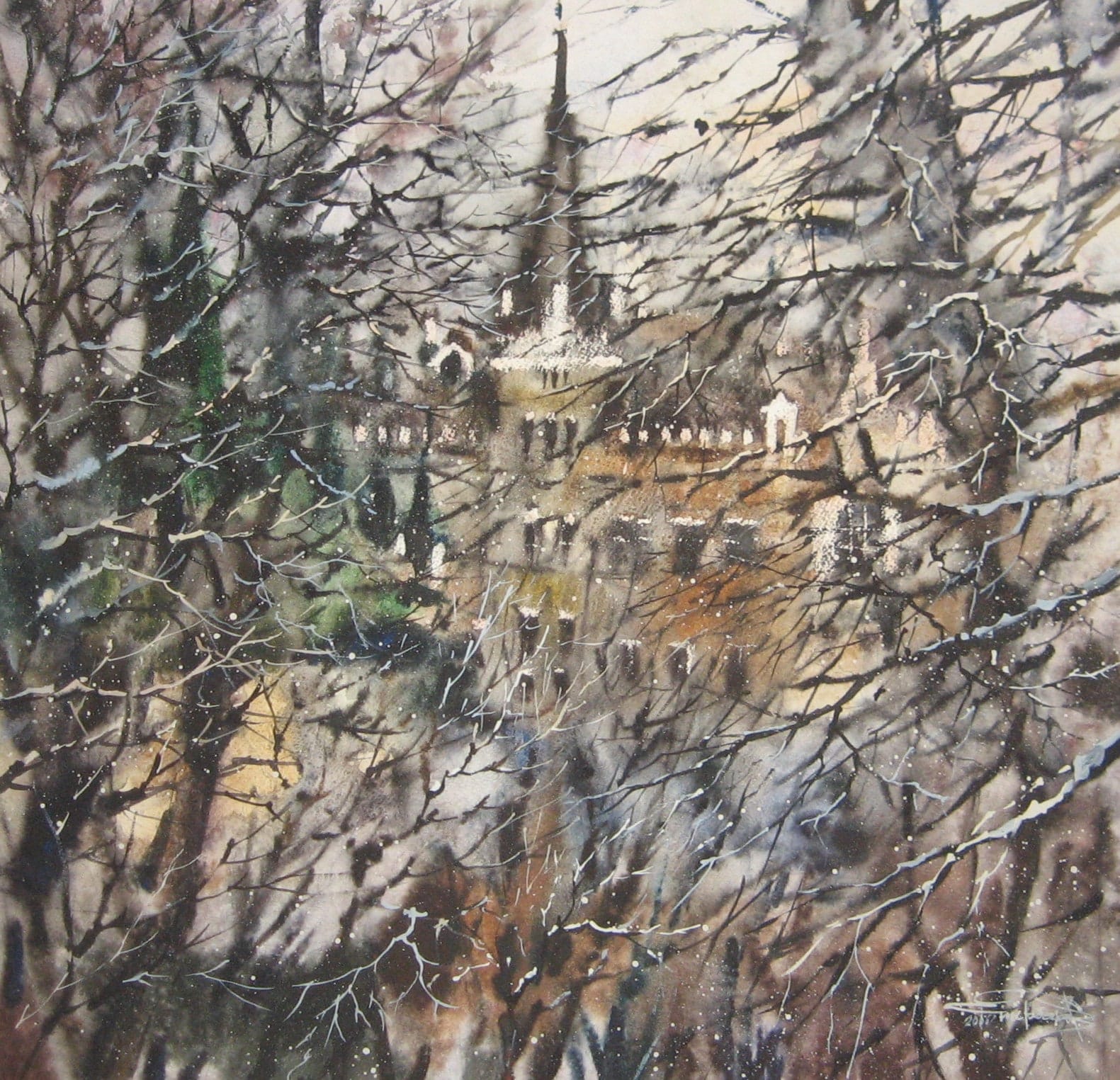Looking through the Trees — watercolour by Serhii Shcherbakov