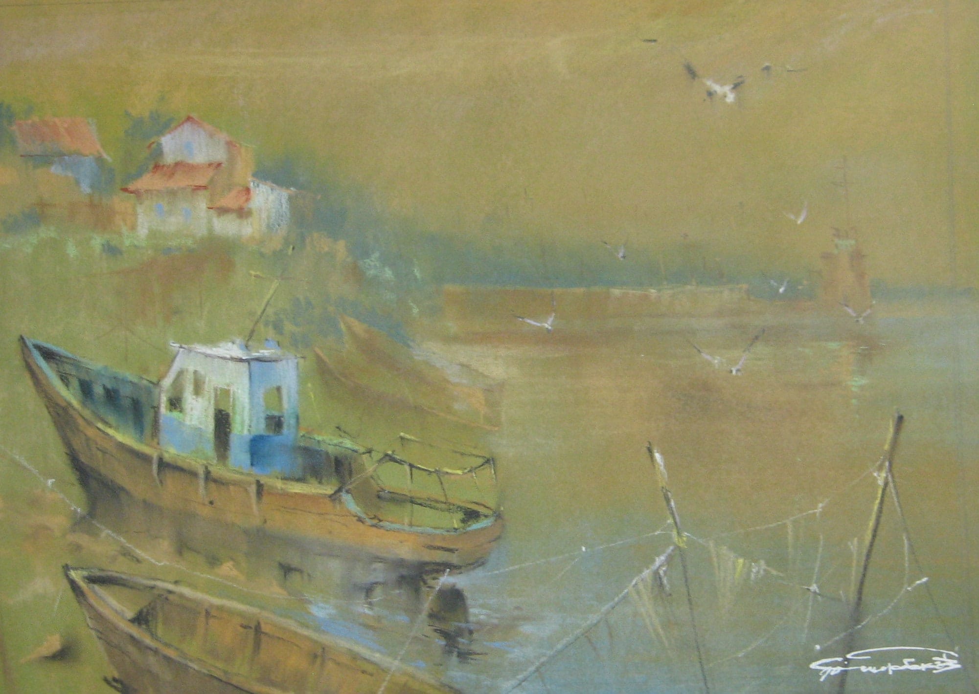 Boat at Rest — watercolour by Serhii Shcherbakov