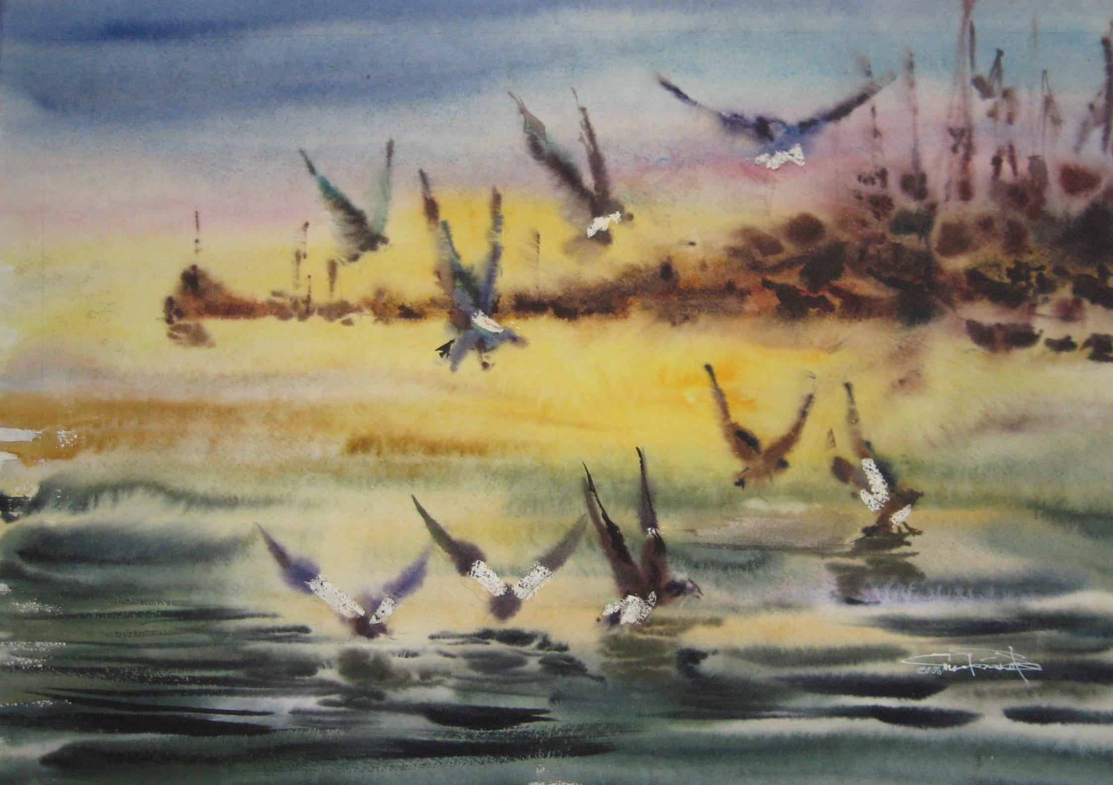 Seascape — watercolour by Serhii Shcherbakov