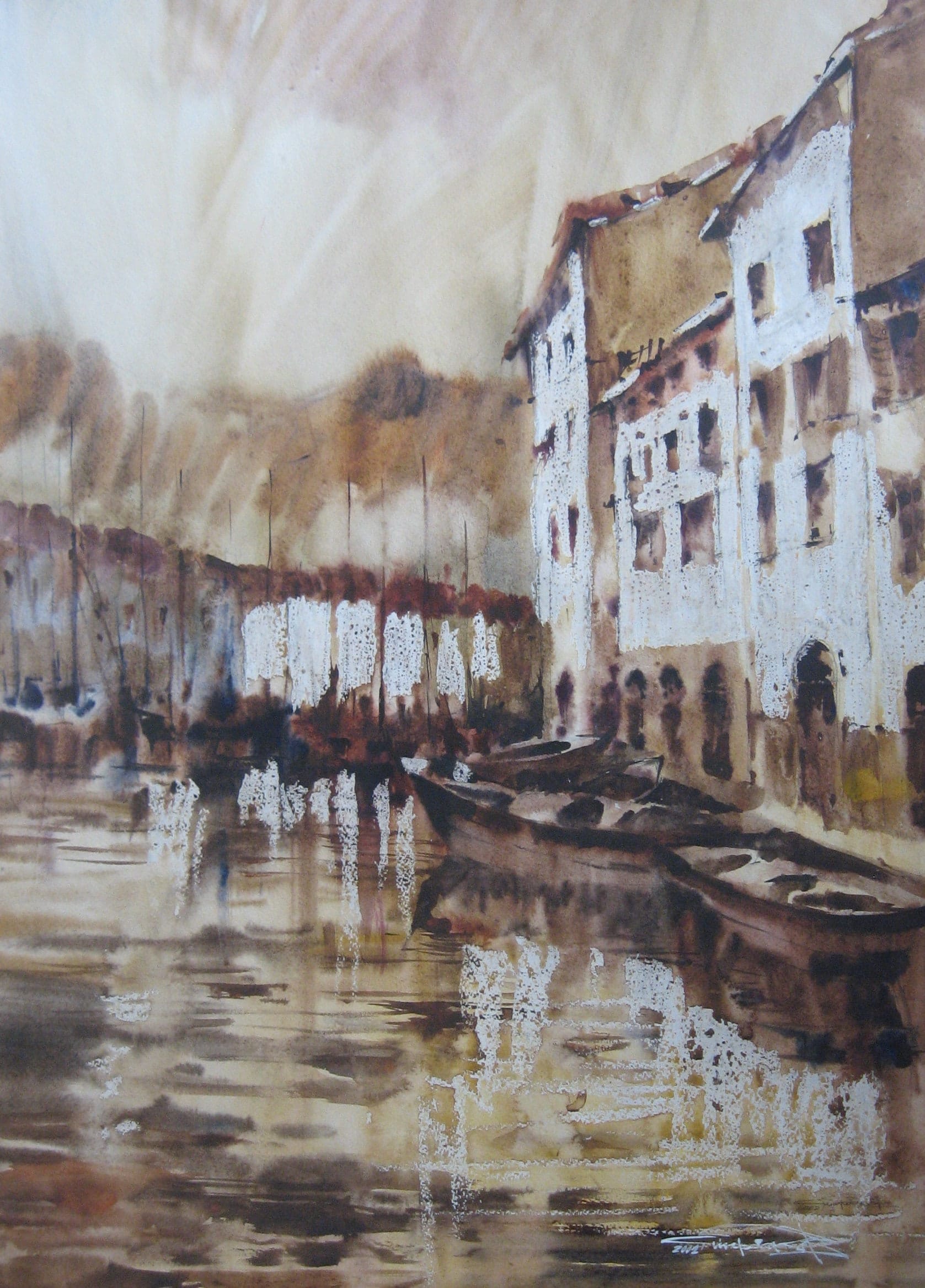Harbour — watercolour by Serhii Shcherbakov